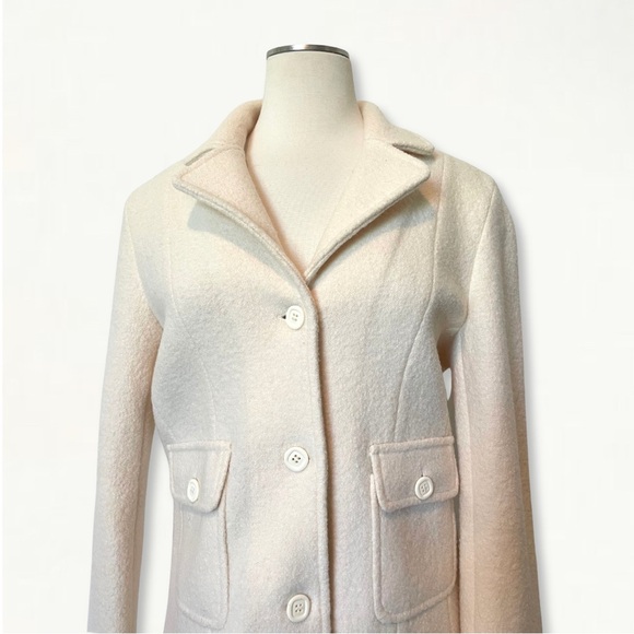 Vintage Casual Corner Neutral Cream Textured 100% Wool Staple Jacket Blazer - Picture 2 of 13